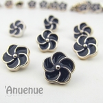 ミニシャンクボタン 10mm【Flower / Navy】 10個