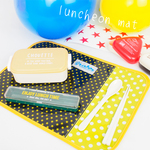 ブラックイエロースター×ライムドット 撥水ランチョンマット ハンドメイド！namioto☆