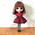 ブライス リカちゃん サイズ チュールワンピース 赤