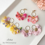選べる 8色 花柄 ふんわり タッセル ピアス/イヤリング