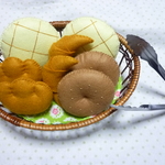 受注製作＊再販なし＊パン屋さん☆黄緑の木籠☆トング付き