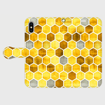 ハニカム　ウォーターカラー　（イエロー）iphone　5s/6/6s/SE/7/8/X　手帳型スマホケース