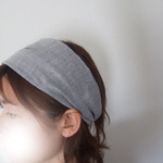 シンプル　細ストライプ紺　ゆるっとダブルガーゼのターバン★　春夏コーデのアクセントにも**春のお出かけに