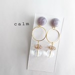 パープルとクリアゴールドのピアス【金属アレルギー対応】