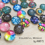 colorful モザイク柄 ぷっくりまるいピアス/イヤリング