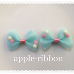  送料無料　かわいいリボンのベビー用ヘアゴム　パステルグリーン　フォーマル  
