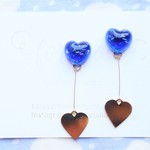 mini blue sway heart♡　ピアス/樹脂ノンホールピアス（イヤリング）