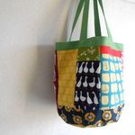 ♪丸底バケツ型肩掛けBAG♪北欧パッチ　アヒル　緑