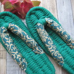 布ぞうり：mimikurumiさまご予約品：再販emerald green24.5cm/ダマスク