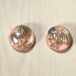 CLEAR PINK RESIN DOME SEASELL STARFISH CABOCHONS