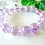 💗傷ついた心を癒す🌸愛の守護石☆心のやすらぎ🍃ストレス緩和☆🔮スピリチュアルメッセージ☆　✨高品質ＡＡＡ☆💜ラベンダーアメジスト・オーラ☆　🌟大珠１２ｍｍ☆　☆１７ｃｍ🌸