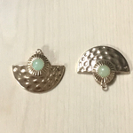GOLD GREEN HALF MOON DESIGN CHARM PARTS