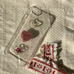 小花ハートのドライフラワーiPhoneケース（no.10）