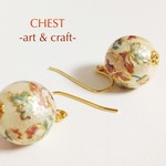レトロな花柄コットンパールピアス/イヤリング