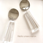 【再販】 silverラウンド×ロングクリアbeads ピアス/イヤリング