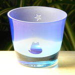 一番星と猫の冷酒・冷茶グラス　水色×青　(1個）
