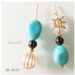 No.B229  ♛︎ターコイズ × クリアビーズ オシャレピアス / イヤリング