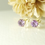 *P37*天然石アメジストAAA（ブリリアントカット5ｍｍ）☆一粒ピアス