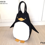 再販！8号帆布 ×牛革 ペンギン トートバッグ 《Francis》ブラック×生成り 【クリスタル ゴールドアイ】　 海の生き物  ペンギン