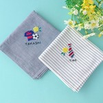 【父の日ギフト】刺繍ハンカチ ラッピング付 イニシャル 名入れ オーガニックコットン