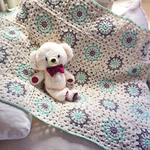 【送料無料】レトロでカラフルなモチーフブランケット  mix