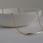 14Kgf＆silver925simple tube necklace largesize