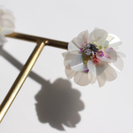3Dスパンコールフラワーピアス  "シアーホワイト"