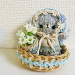  籠入りバブーシュカロップイヤーのうさちゃん☆水色