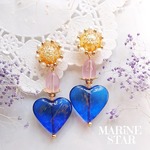 Orange×Blue heart pierced earring🌼