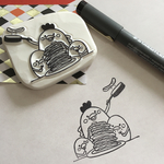 にわとり家族のホットケーキはんこ