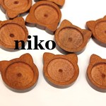 木製セッティングフレーム/猫ちゃん18mm/6個♬ブラウン