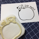 【消しゴムはんこ】パンダちゃんメッセージ枠(りんご)