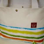 空と虹と海と☆たっぷりトートバッグ☆帆布＆本革タグ