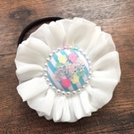 シフォンフラワーヘアゴム☆ホワイト