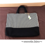 モノトーン レッスンバッグ ストライプ