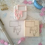77 看板 猫 メモわく線 メッセージ 消しゴムはんこ