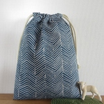 [在庫限定 sale] コップ袋 (23×17) ☆ ブルーのジグザグ