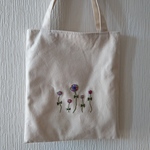 カラフルな花刺繍　帆布トートバック　