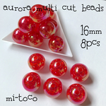 【16mm】◎8個セット◎オーロラクラックビーズ/RD