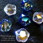 ■8個セット■【多色プリズム✧】五芒星スターガラス【見る角度で多色が現れる✧】縦横約14mm【２色ミックス✩】