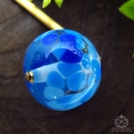 【再販・1点のみ/Mhh-001】くるっとまとめ髪ヴィンテージとんぼ玉のスティックかんざし/水色水玉