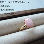 （1847）高品質クイーンコンクシェル☆オーバルカボション10×8mm☆フラワーレースフレームリング。・。・