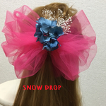 チュールリボン♡紫陽花＆かすみ草髪飾りset