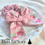 　スウィートローズ🌹さらにもこもこ✨ふわもこ🎀リボン付きシフォンシュシュ❤(ピンク×いちご🍓)