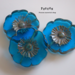clear aqua * flower 22mm  テーブルカット チェコビーズ 1個