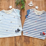 【90～130】ボーダーリボン　小袖Ｔシャツ