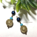 300円☆柄入クリア☆チェコパールのピアス/イヤリング