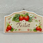 トールペイント(15cm)苺のトイレのプレート