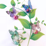 オープンセール 可愛い花 蝶 ガラスドーム ドライフラワー ピアス 蝶 浴衣 花火 着物 森ガール シフォンの翼 ピンク グリーン パープル ブルー
