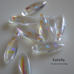 clear×aurora stripe ダガー チェコビーズ 10個